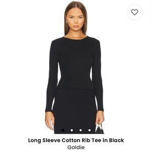 Long Sleeve Cotton Rib Tee in Black